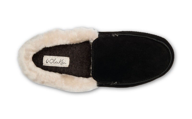 OLUKAI Ku'una Women's Slipper, Leather Slip-On Shoes, Genuine Shearling & Premium Leather, Lightweight & Durable for All-Day Comfort, Black/Black, 6 - Image 5